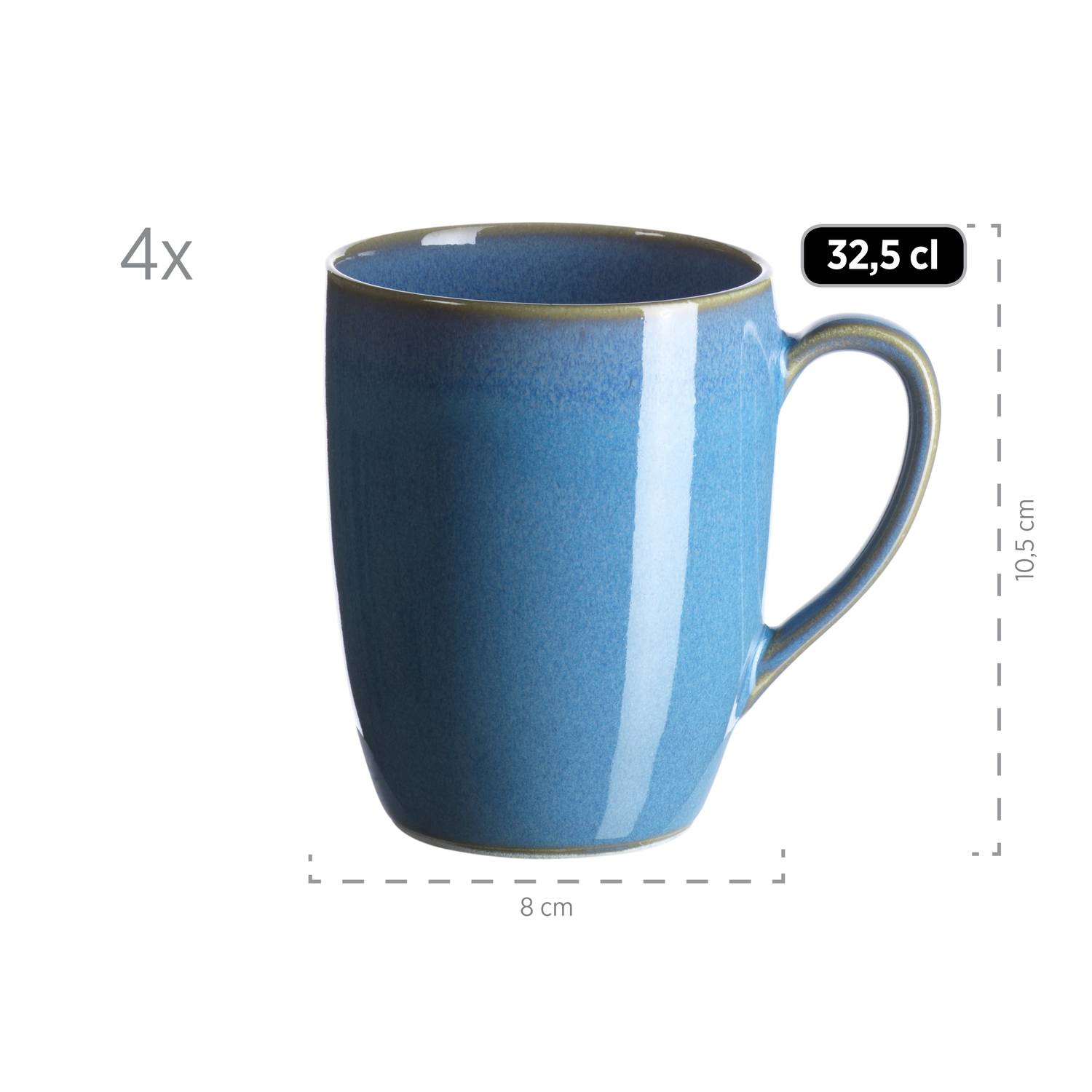Mäser 931872 Kombiservice Ossia für 4 Personen, Steinzeug, sand/hellblau (1 Set, 16-teilig)