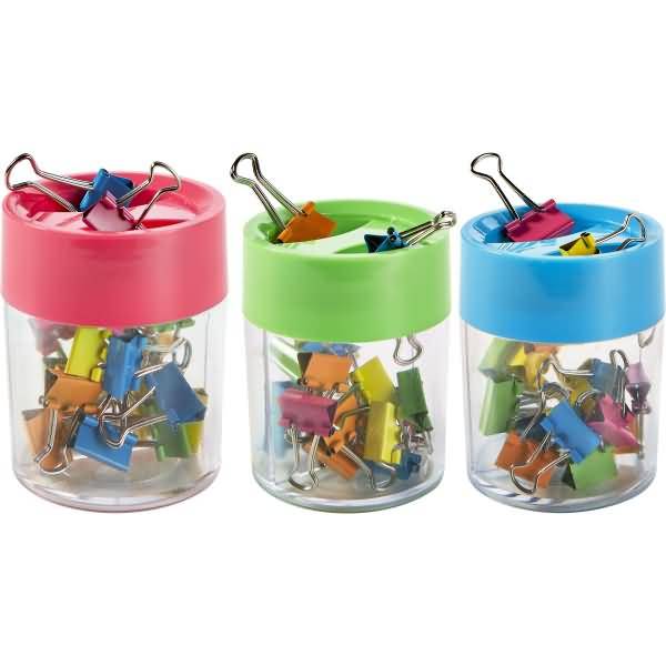 Foldbackklammern-Spender magnetisch Kunststoff farbig sortiert