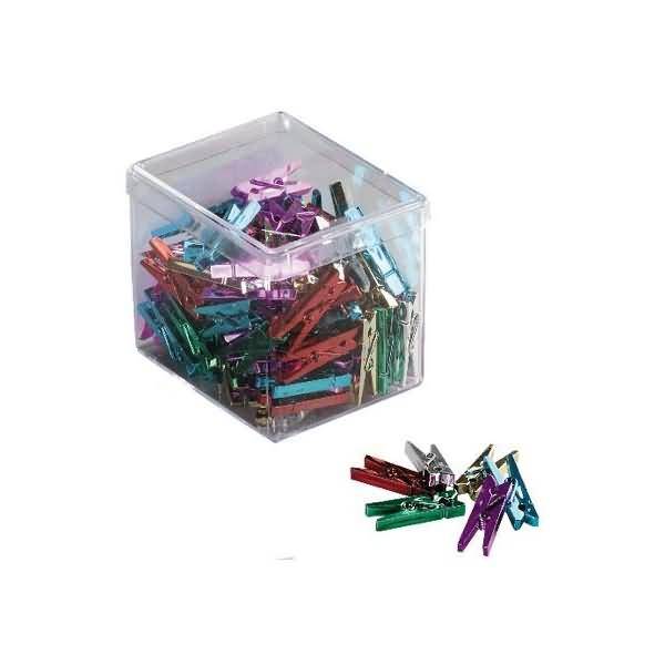 Mini-Wäscheklammern Kunststoff 25mm metallicfarben sortiert VE=10 Stück