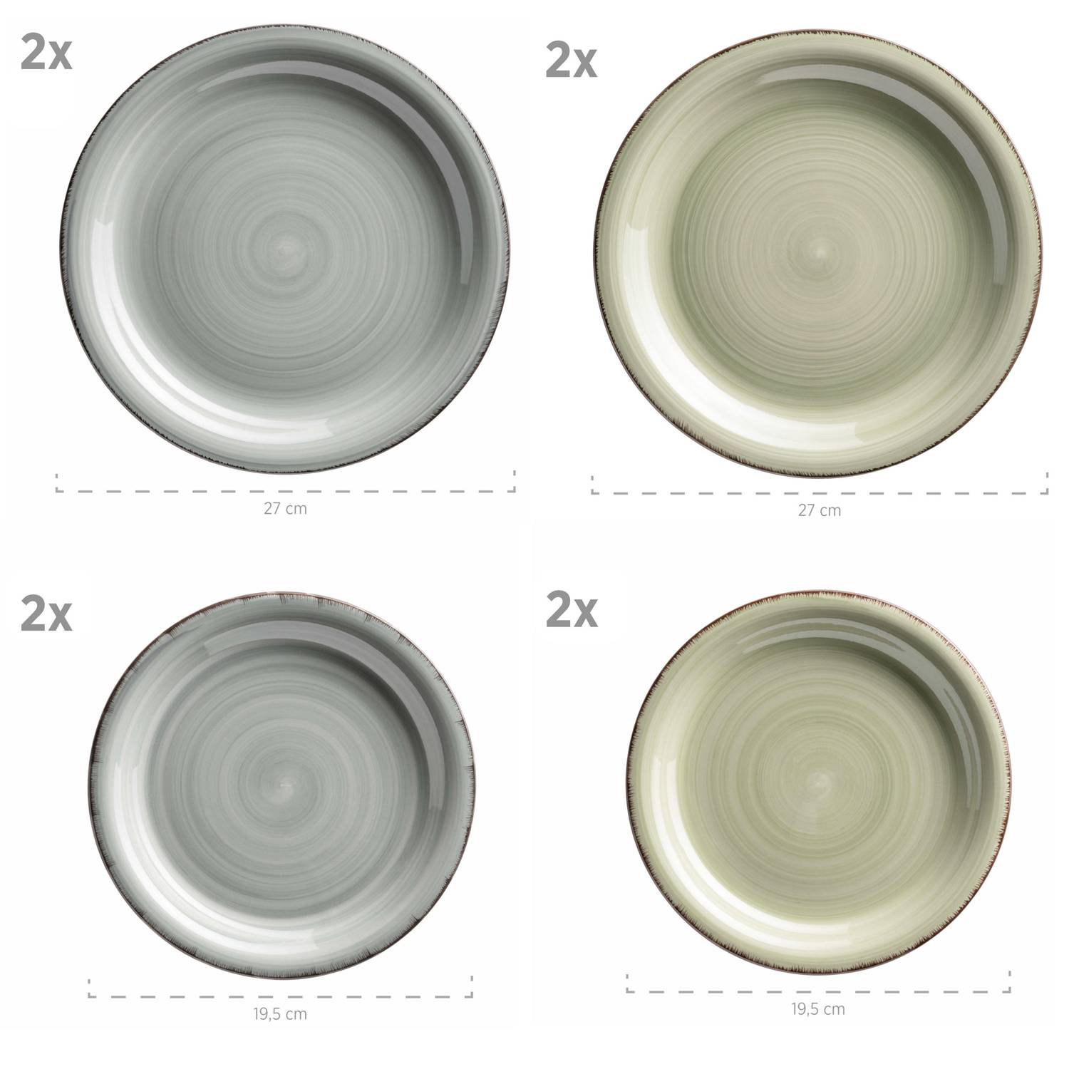 Mäser 931603 Kombiservice Lumaca für 4 Personen, Steingut, blau/grün (1 Set, 16-teilig)