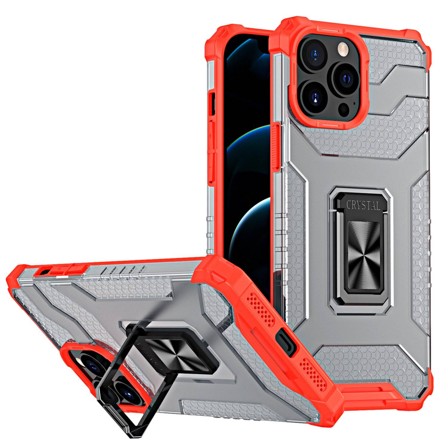 cofi1453® 360 Grad Ringhalter Handyhülle magnetische Halterung Cover Schutzhülle kompatibel mit iPhone 13 Mini Rot