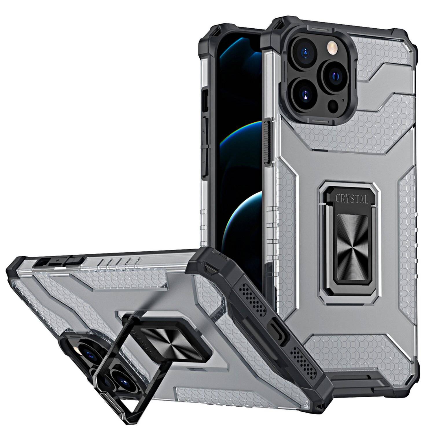 cofi1453® 360 Grad Ringhalter Handyhülle magnetische Halterung Cover Schutzhülle kompatibel mit iPhone 13 Schwarz