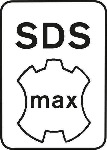 SDS max' Logo mit fetten schwarzen Buchstaben und einem gezackten Randdesign ober- und unterhalb des Textes, auf weißem Hintergrund.