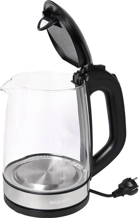 Wasserkocher WK 3501 swg 2200 W schwarz ,2l 1,1kg Glas,VA LED blau