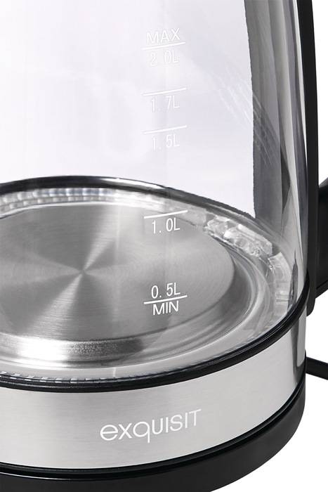 Wasserkocher WK 3501 swg 2200 W schwarz ,2l 1,1kg Glas,VA LED blau