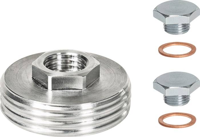 Zubehör zur Akku-Fettpresse 8264404 passend für 500 gr Schraubkartusche Lieferumfang Adapter und 2 Blindschrauben mit O