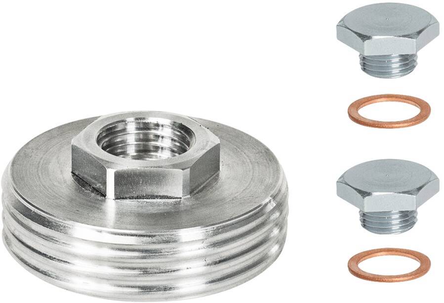 Zubehör zur Akku-Fettpresse 8264404 passend für 500 gr Schraubkartusche Lieferumfang Adapter und 2 Blindschrauben mit O