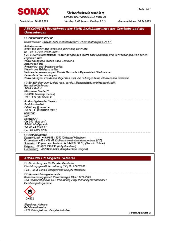 Scheibenreiniger AntiFrost+KlarSicht gebrauchsfertig 5l Kanister SONAX