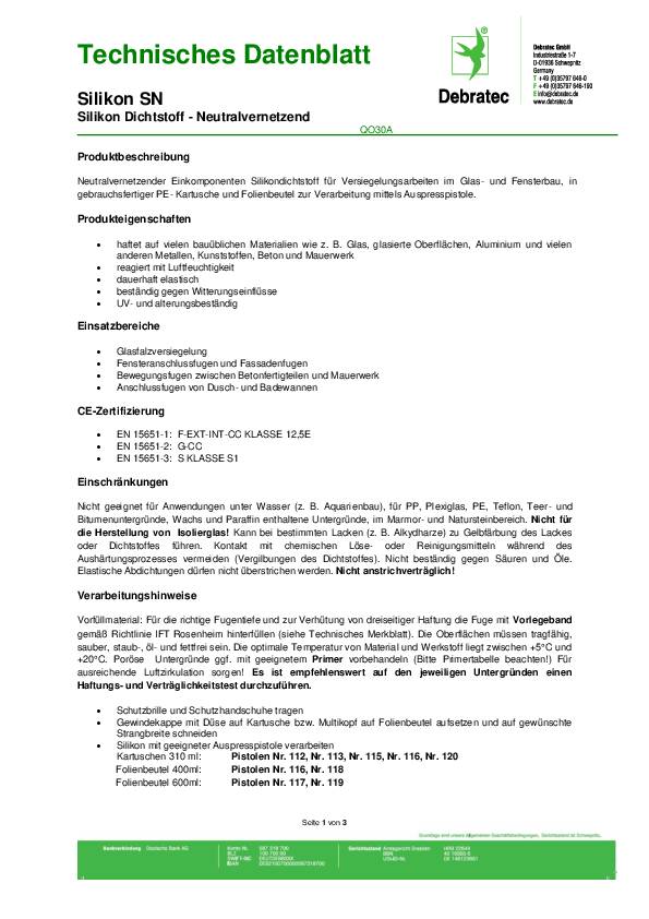 Universal-Silikon SN K weiß 310ml Kartusche BOSTIK