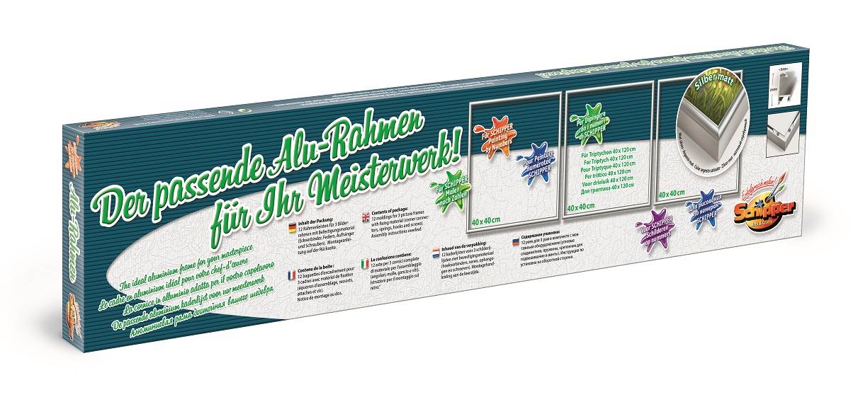 Schipper 605270766 Malen nach Zahlen Alurahmen Triptychon Silber 120x40 cm