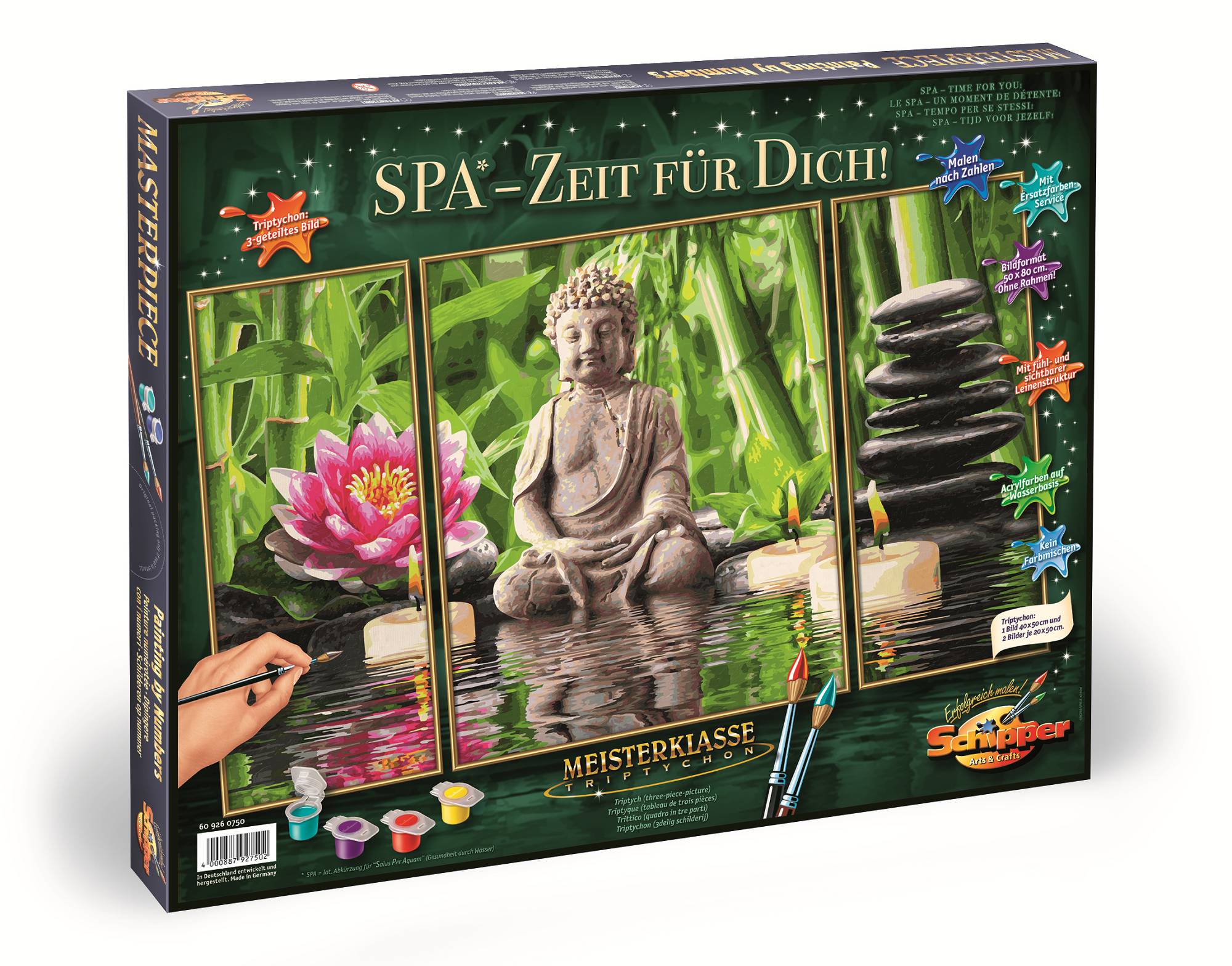 Schipper 609260750 Malen nach Zahlen SPA - Zeit für Dich! Triptychon, 50 x 80 cm