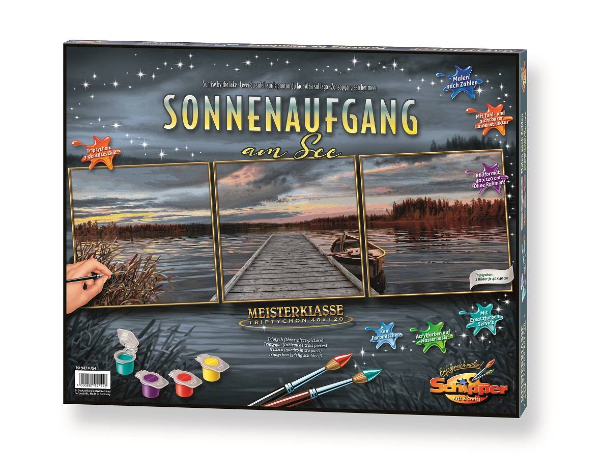 Schipper 609470754 Malen nach Zahlen Sonnenaufgang am See 120x40cm