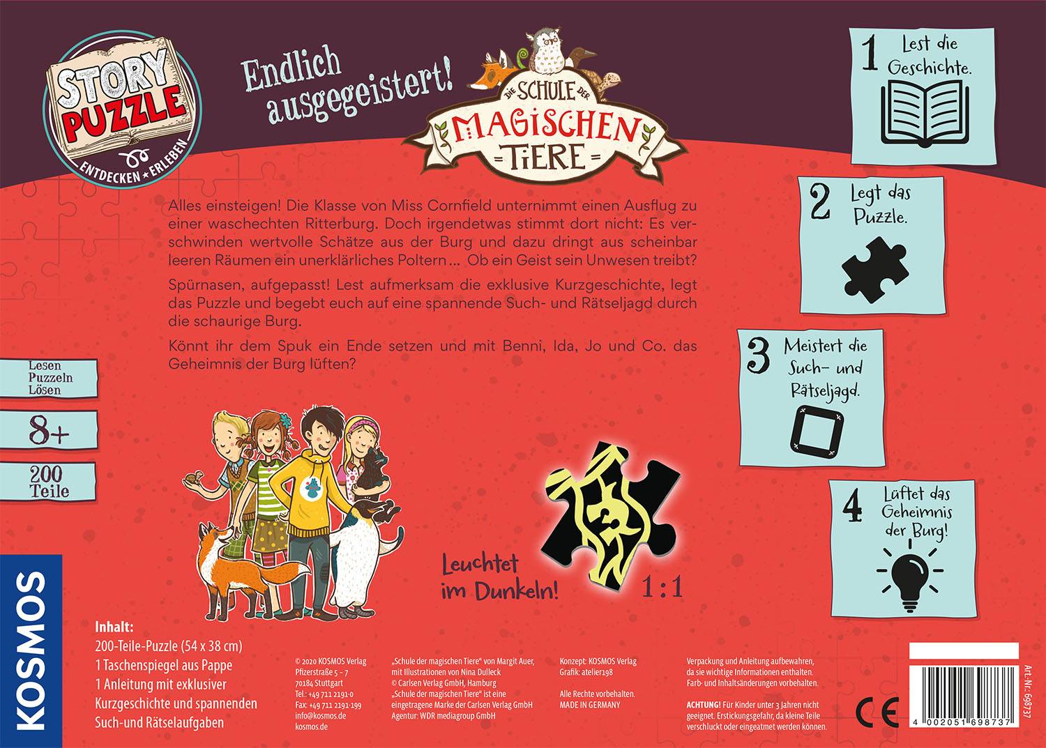 Kosmos 698737 Story Puzzle Die Schule der magischen Tiere Endlich ausgegeistert!, 200 Teile Puzzle