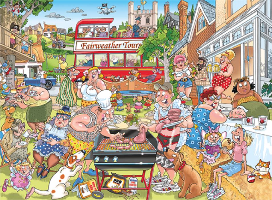 Jumbo 19163 Wasgij Mystery 15 Eine typisch englische Grillparty! 1000 Teile Puzzle