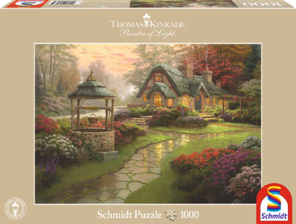 Schmidt Spiele 58463 Thomas Kinkade Haus mit Brunnen 1000 Teile Puzzle