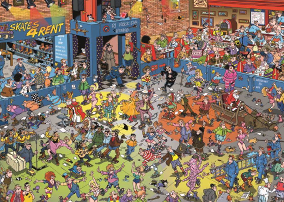 Jumbo Spiele 19060 Jan van Haasteren Rollschuh Disco 1000 Teile Puzzle