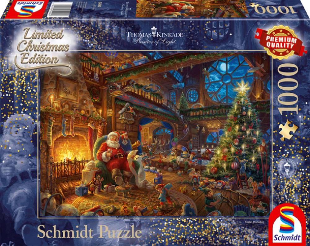 Schmidt Spiele Schmidt 59494 Thomas Kinkade Der Weihnachtsmann und seine Wichtel 1000 Teile Puzzle