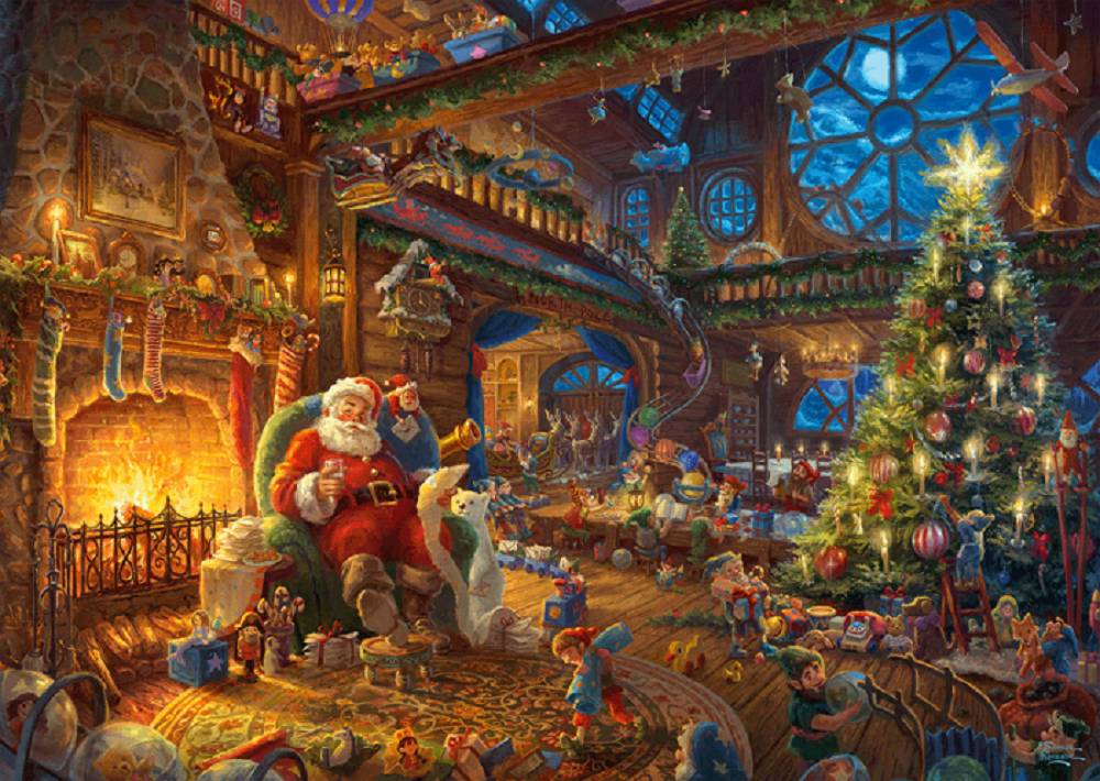 Schmidt Spiele Schmidt 59494 Thomas Kinkade Der Weihnachtsmann und seine Wichtel 1000 Teile Puzzle