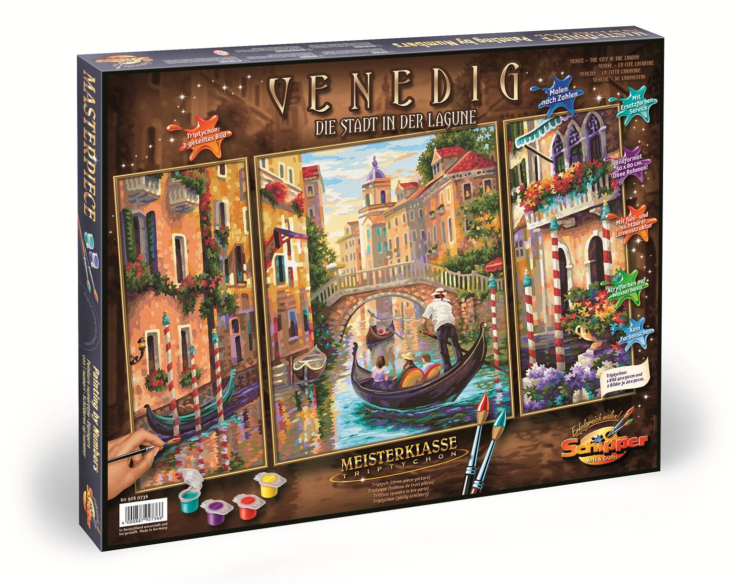 Schipper 609260736 Malen nach Zahlen Venedig Die Stadt in der Lagune Triptychon