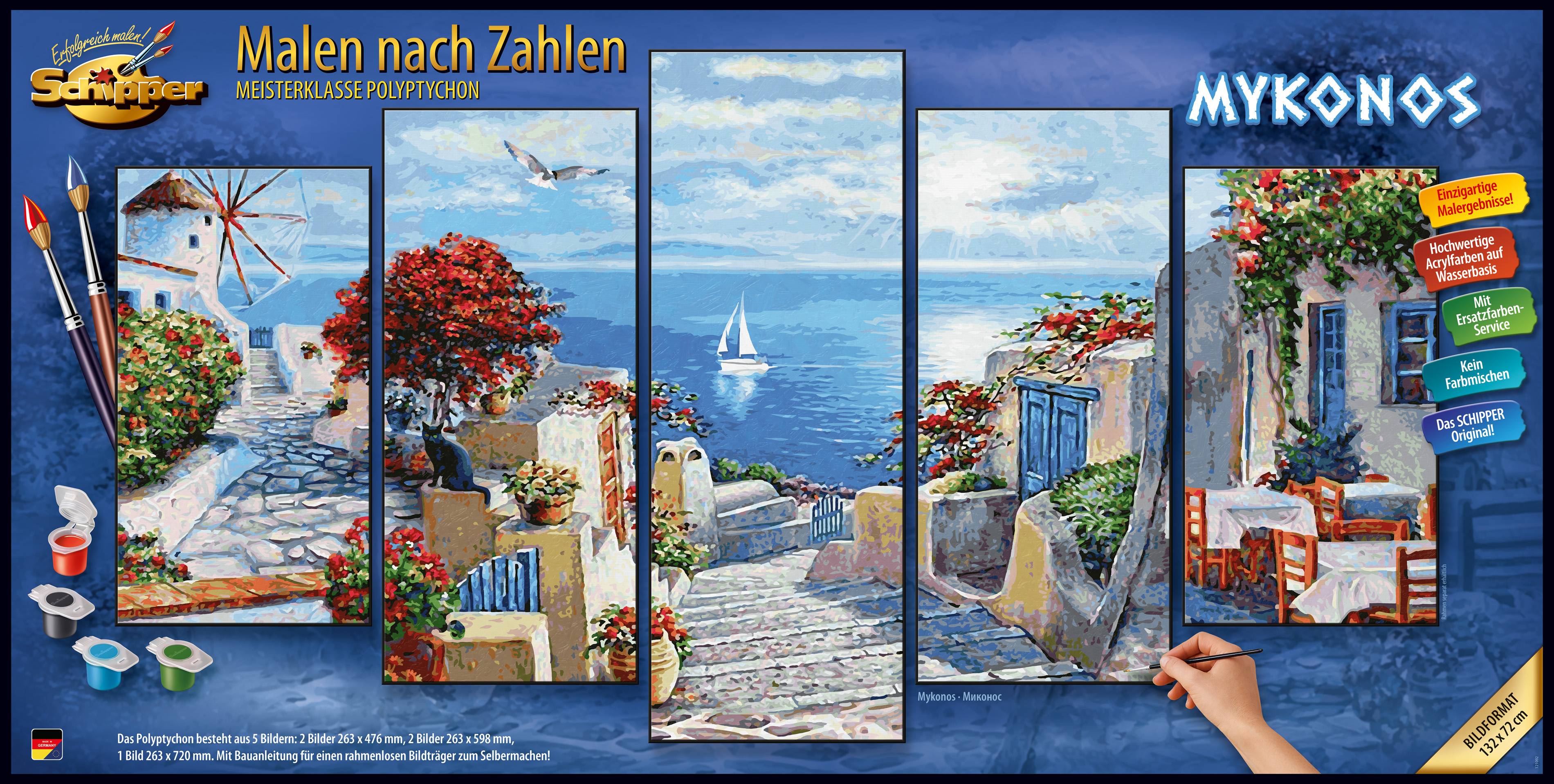 Schipper 609450797 Mykonos Malen nach Zahlen Polyptychon