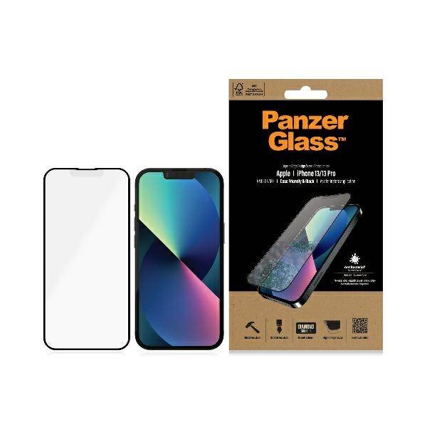PanzerGlass Bildschirmschutz für Handy blendfrei Glas Rahmenfarbe schwarz Apple iPhone 13 Pro