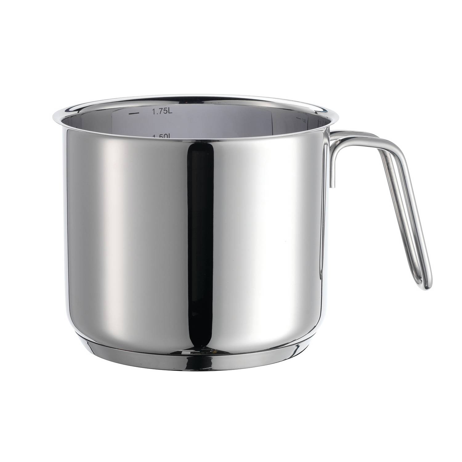Mäser 810018 Varuna Milchtopf, Ø 14 cm, 1,75 Liter mit Literskala innen, Edelstahl 18/10, silber