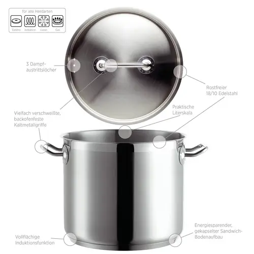 Mäser 926101 Professional I Gemüsetopf mit Deckel, Ø 28cm, Edelstahl 18/10, silber (1 Stück) Mäser 926101 Professional I Gemüsetopf mit Deckel, Ø 28cm, Edelstahl 18/10, silber (1 Stück)