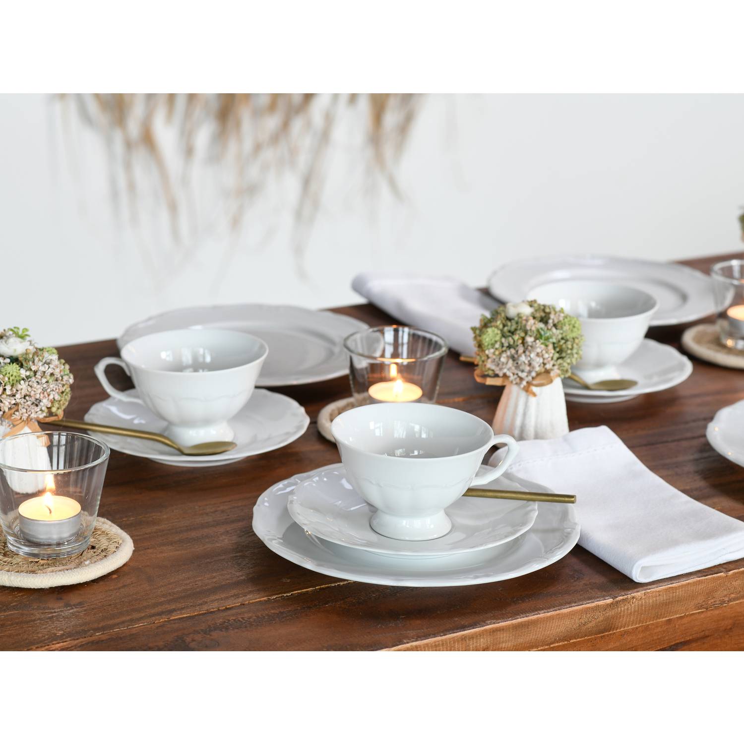 CreaTable 16136 Kaffeeservice Maria Theresia für 6 Personen, Porzellan, weiß (1 Set, 18-teilig)