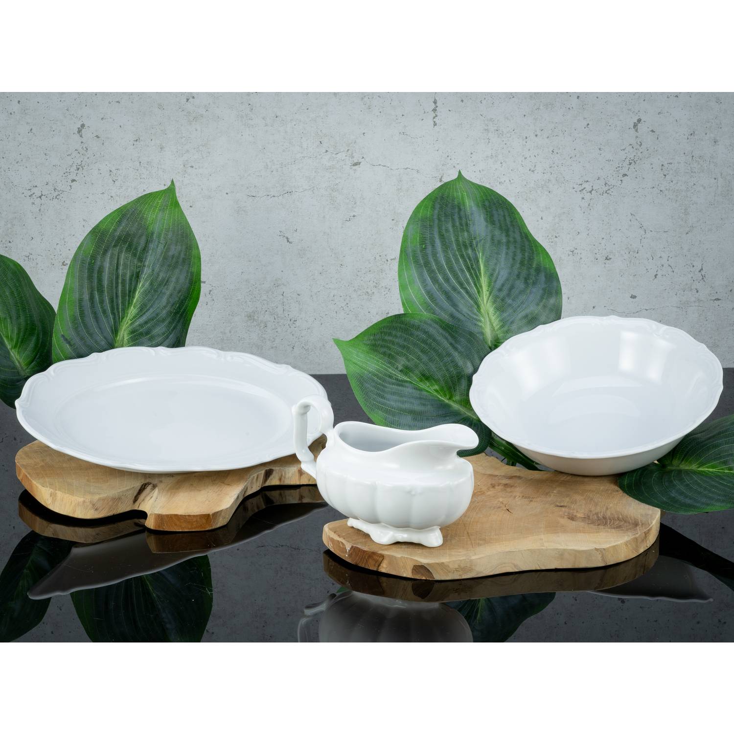 CreaTable 16029 Serviergeschirr Maria Theresia für 1 Personen, Porzellan, weiß (1 Set, 3-teilig)