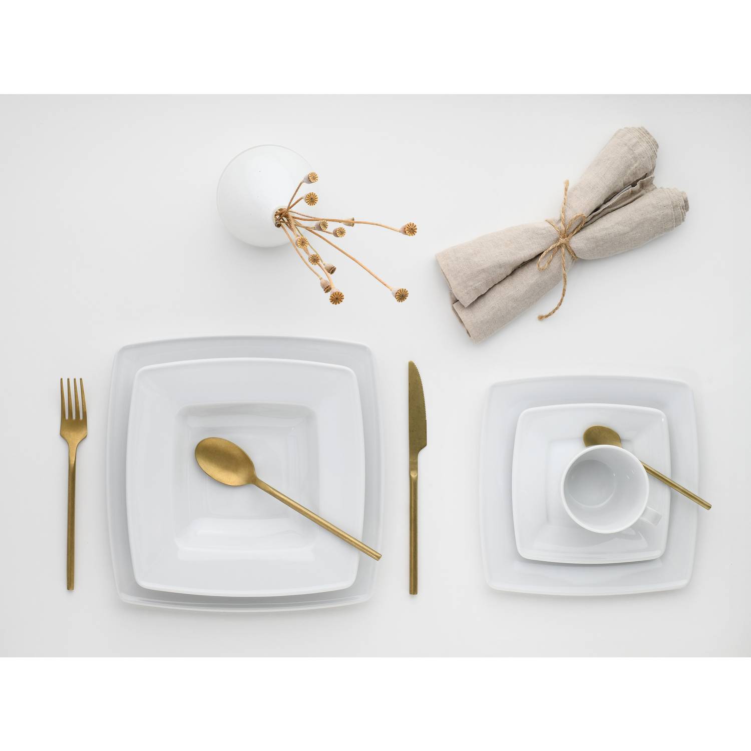 CreaTable 12209 Kombiservice Victoria für 6 Personen + Uni, Porzellan, weiß (1 Set, 30-teilig)