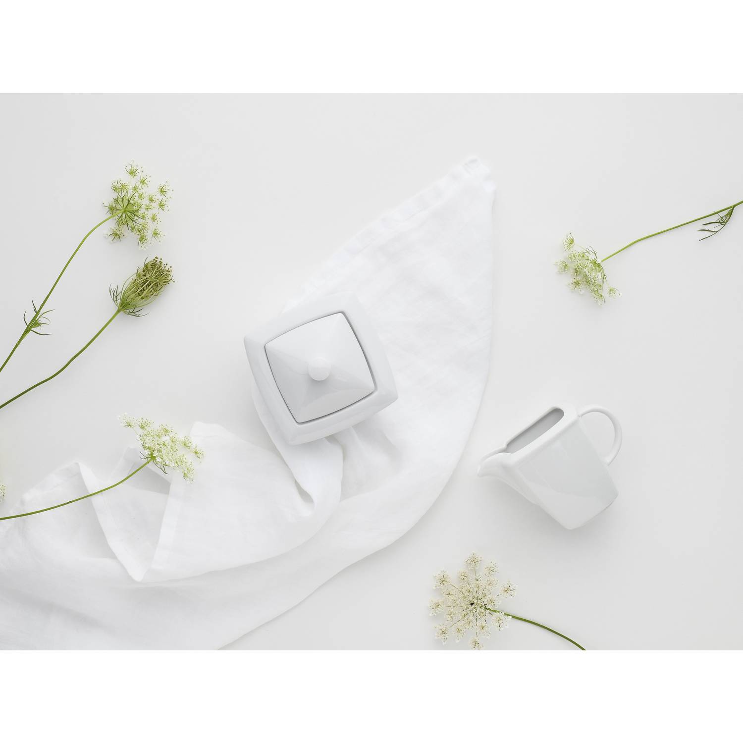 CreaTable 12330 Milch-Zucker-Set Victoria + Uni, Porzellan, Quadrat, weiß (1 Set, 2-teilig)