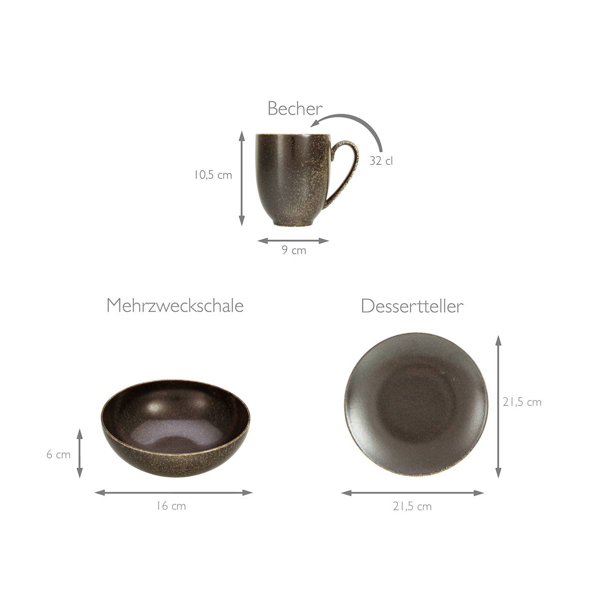 CreaTable 22408 Kombiservice Rusty für 4 Personen, Porzellan, mehrfarbig (1 Set, 20-teilig)