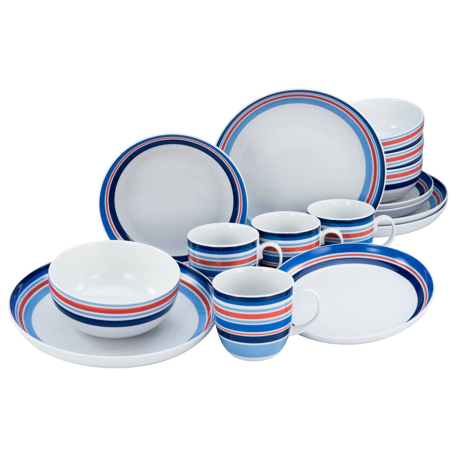 CreaTable 22901 Kombiservice Allround COAST LINE für 2 Personen, Porzellan, mehrfarbig (1 Set, 10-teilig)