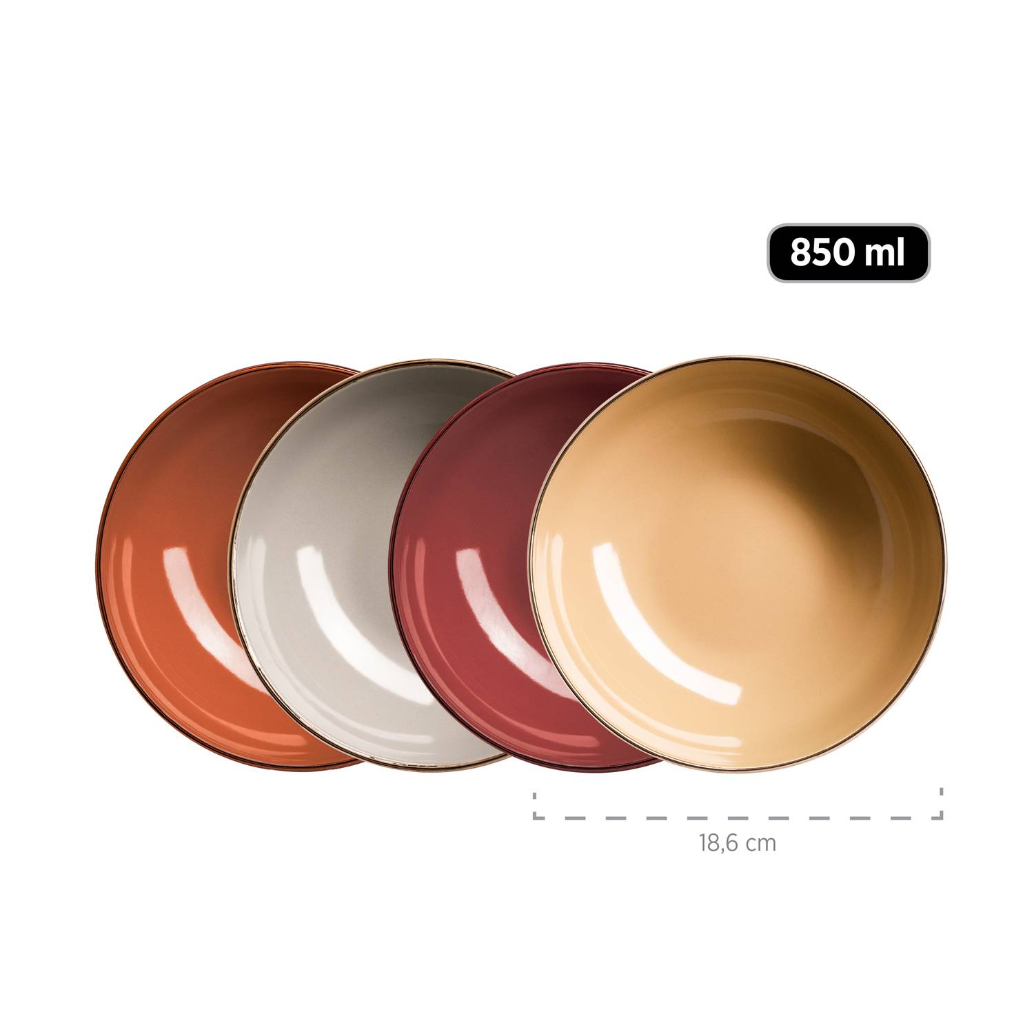 Mäser 931871 Kombiservice Metallic RIM für 4 Personen, Steinzeug, mehrfarbig (1 Set, 16-teilig)