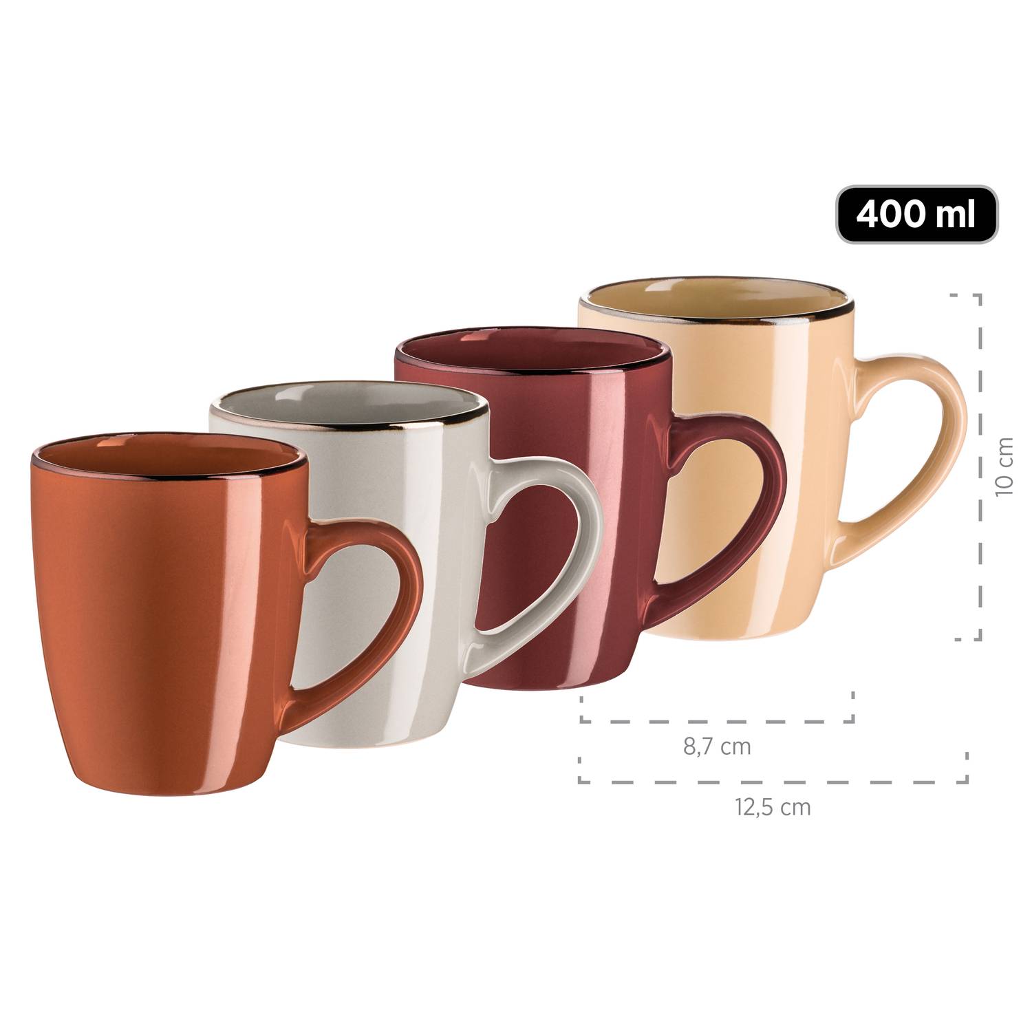 Mäser 931871 Kombiservice Metallic RIM für 4 Personen, Steinzeug, mehrfarbig (1 Set, 16-teilig)