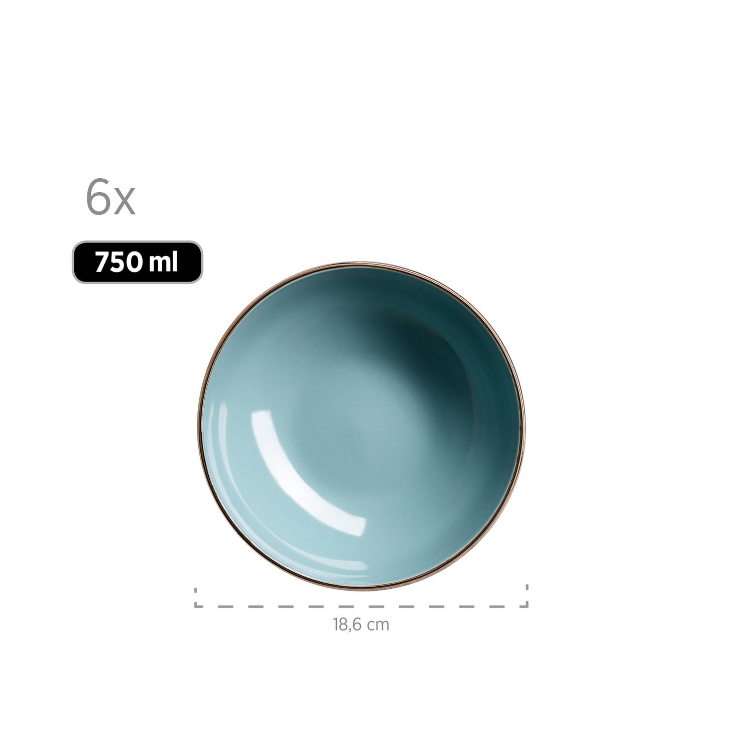 Mäser 931626 Kombiservice Metallic RIM für 6 Personen, Steinzeug, hellblau (1 Set, 24-teilig)