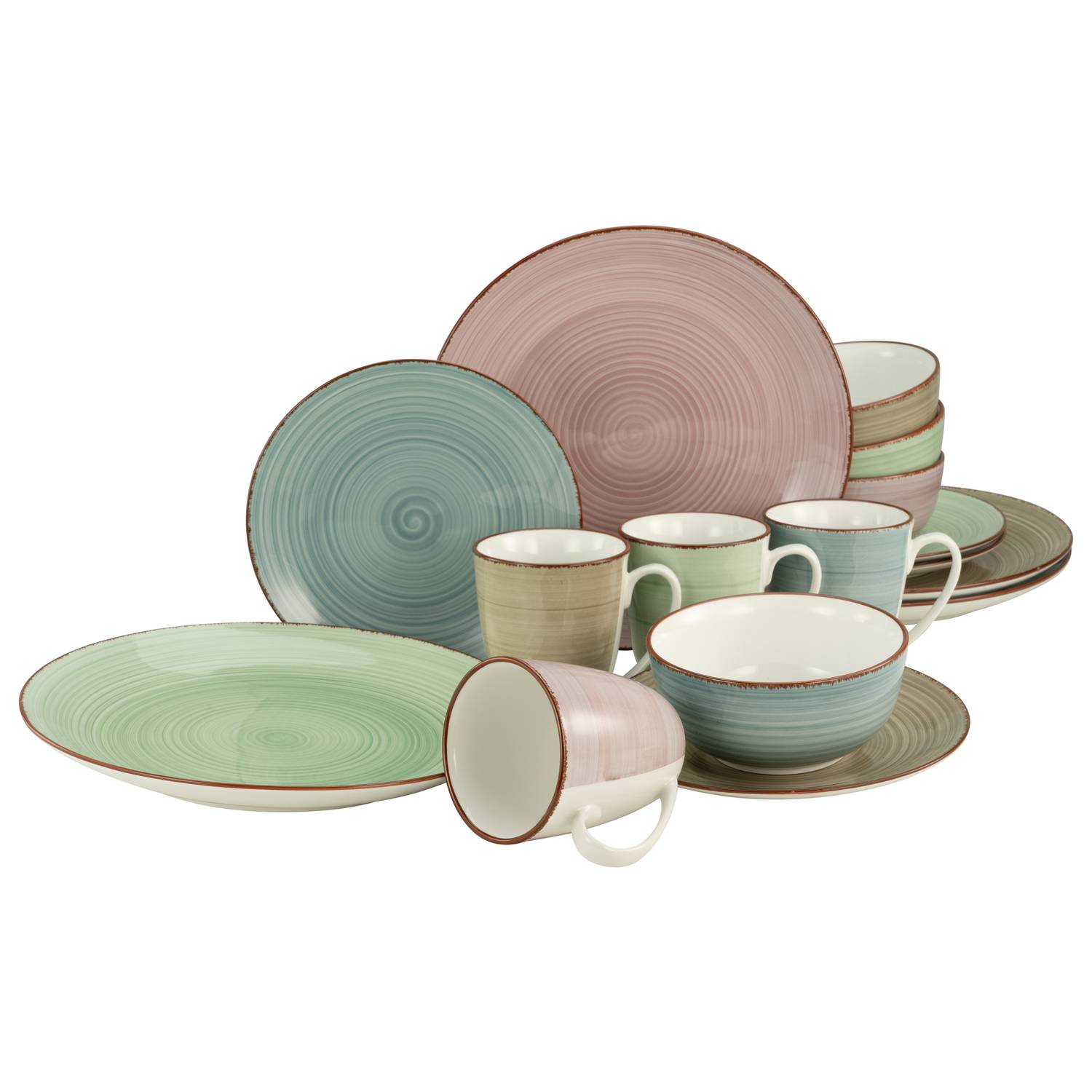 CreaTable 22582 Kombiservice Samba für 4 Personen, Porzellan, mehrfarbig (1 Set, 16-teilig)