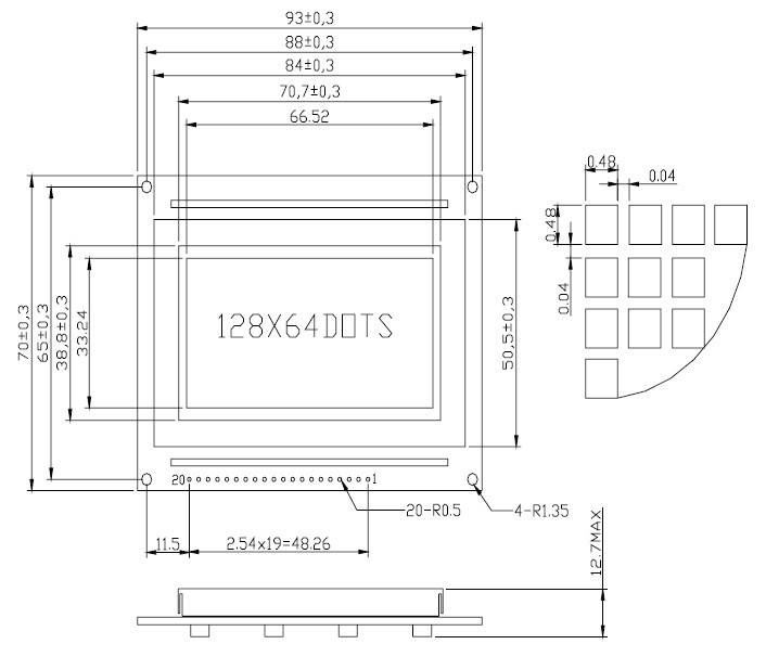 WaveShare LCD12864-ST (3.3V Blue Backlight)