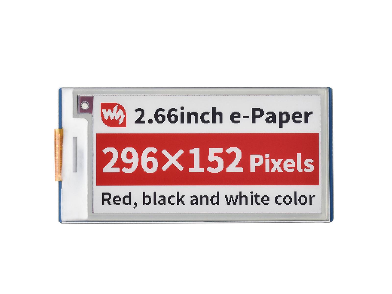 WaveShare 2.66inch E-Paper E-Ink Display Module (B) for Raspberry Pi Pico, 296×152, Red / Black / White, SPI