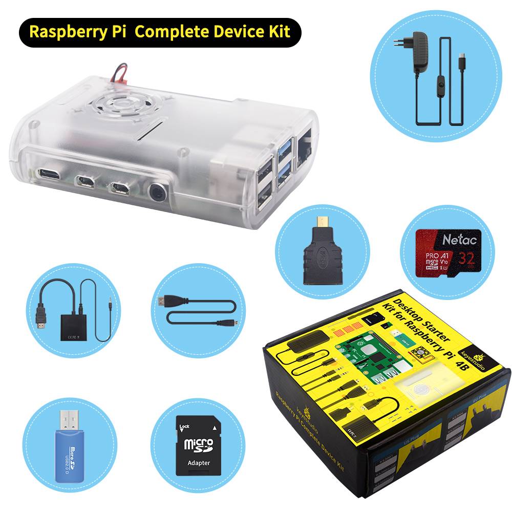 Keyestduio Raspberry Pi 4B Kit EU Plug Power Supply (without Raspberry Pi)