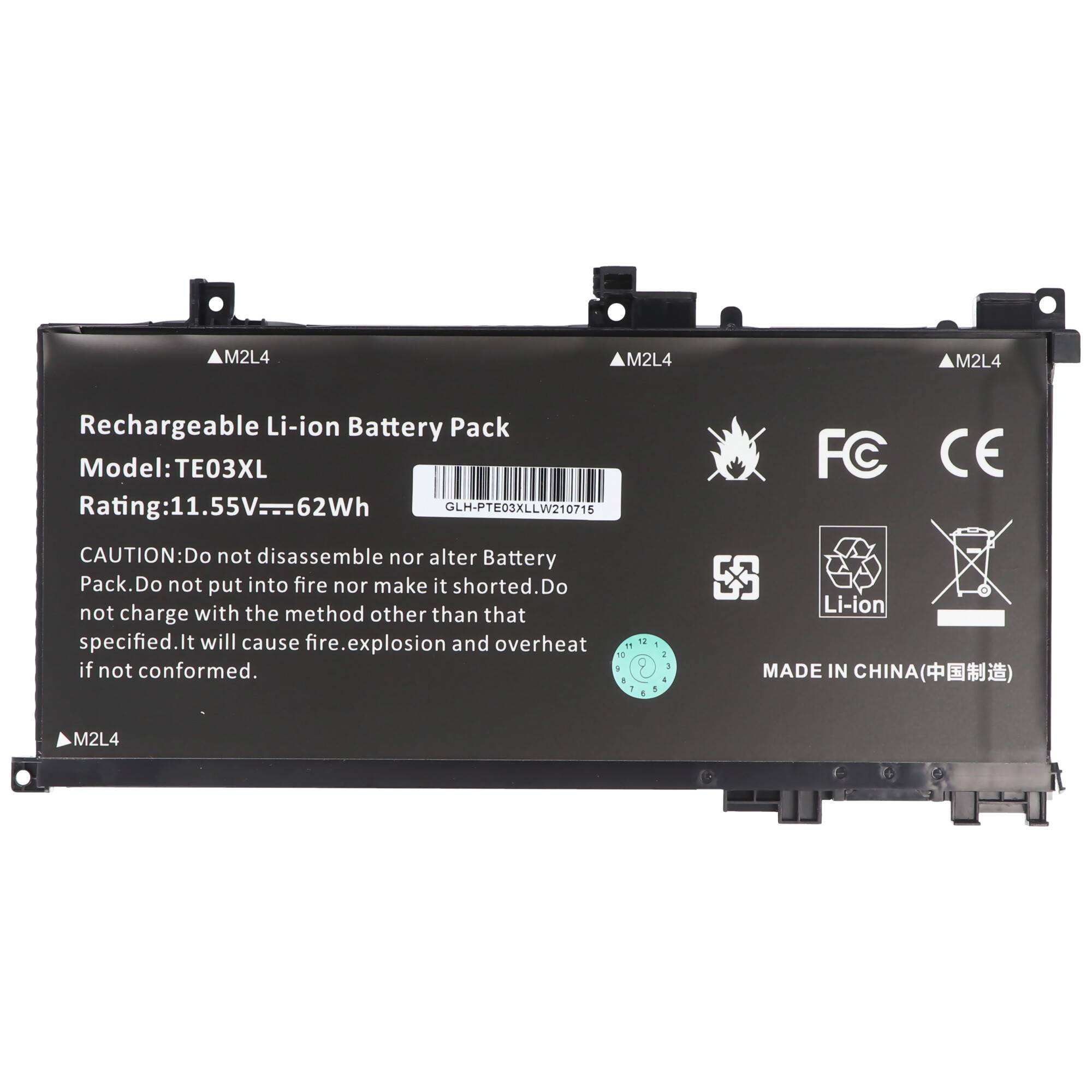 Akku passend für HP OMEN 15-AX000 series , Li-Polymer, 11,55V, 5360mAh, 62Wh, schwarz