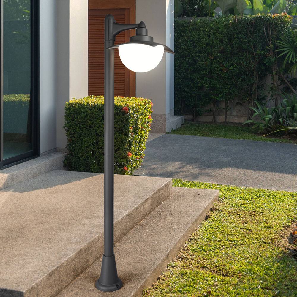 Sockelleuchte Außen rund Sockellampe Aussenbereich Aluminium Terrassen Standleuchte, Druckguss anthrazit, 1x E27, BxH 20x110 cm