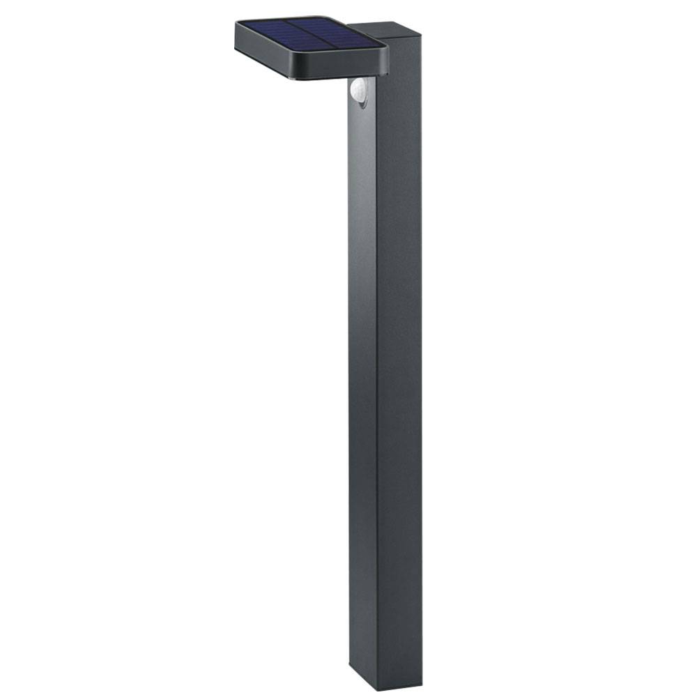 Stehlampe Edelstahl Gartenleuchte mit Bewegungsmelder LED Wegeleuchte Sockelleuchte Außenlampe anthrazit, Akku, IP44, 4 Watt 290lm 3000K, LxBxH