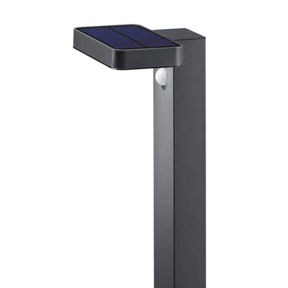 Stehlampe Edelstahl Gartenleuchte mit Bewegungsmelder LED Wegeleuchte Sockelleuchte Außenlampe anthrazit, Akku, IP44, 4 Watt 290lm 3000K, LxBxH