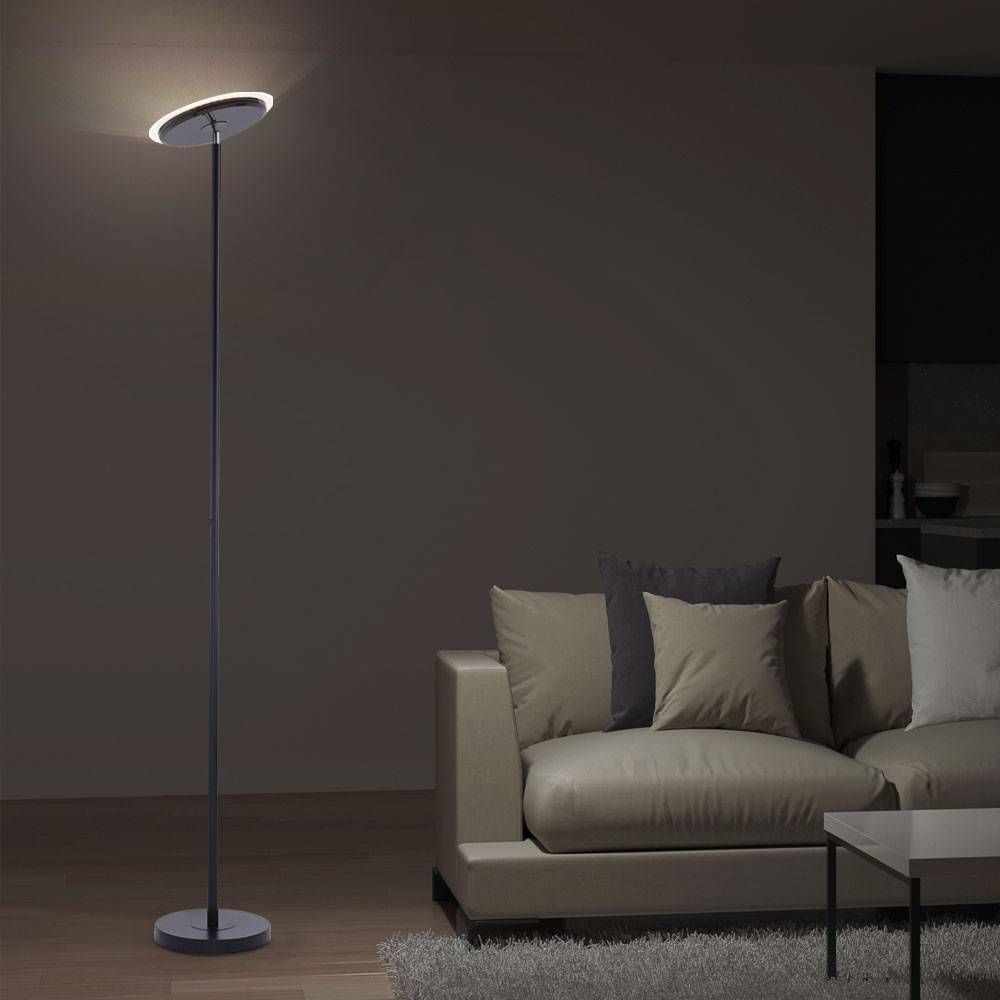 Stehlampe Standleuchte LED Deckenfluter Wohnzimmer Stehleuchte Dimmer mit verstellbarem Spot, Metall schwarz, 1x LED 22W 1700 lm warmweiß, H 181 cm