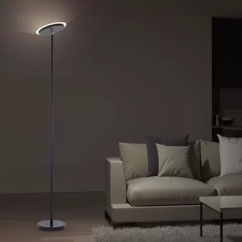 Stehlampe Standleuchte LED Deckenfluter Wohnzimmer Stehleuchte Dimmer mit verstellbarem Spot, Metall schwarz, 1x LED 22W 1700 lm warmweiß, H 181 cm Stehlampe Standleuchte LED Deckenfluter Wohnzimmer Stehleuchte Dimmer mit verstellbarem Spot, Metall schwarz, 1x LED 22W 1700 lm warmweiß, H 181 cm