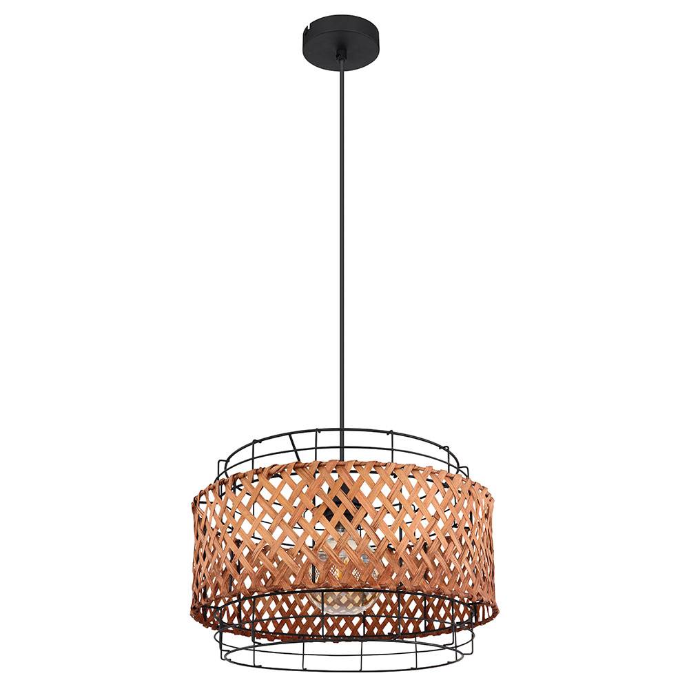 Bambus Lampe hängend Hängelampe Esstisch Deckenlampe Boho Style Pendelleuchte Bambus 1 flammig, Drahtgeflecht Metall, 1x E27, DxH 35x120 cm