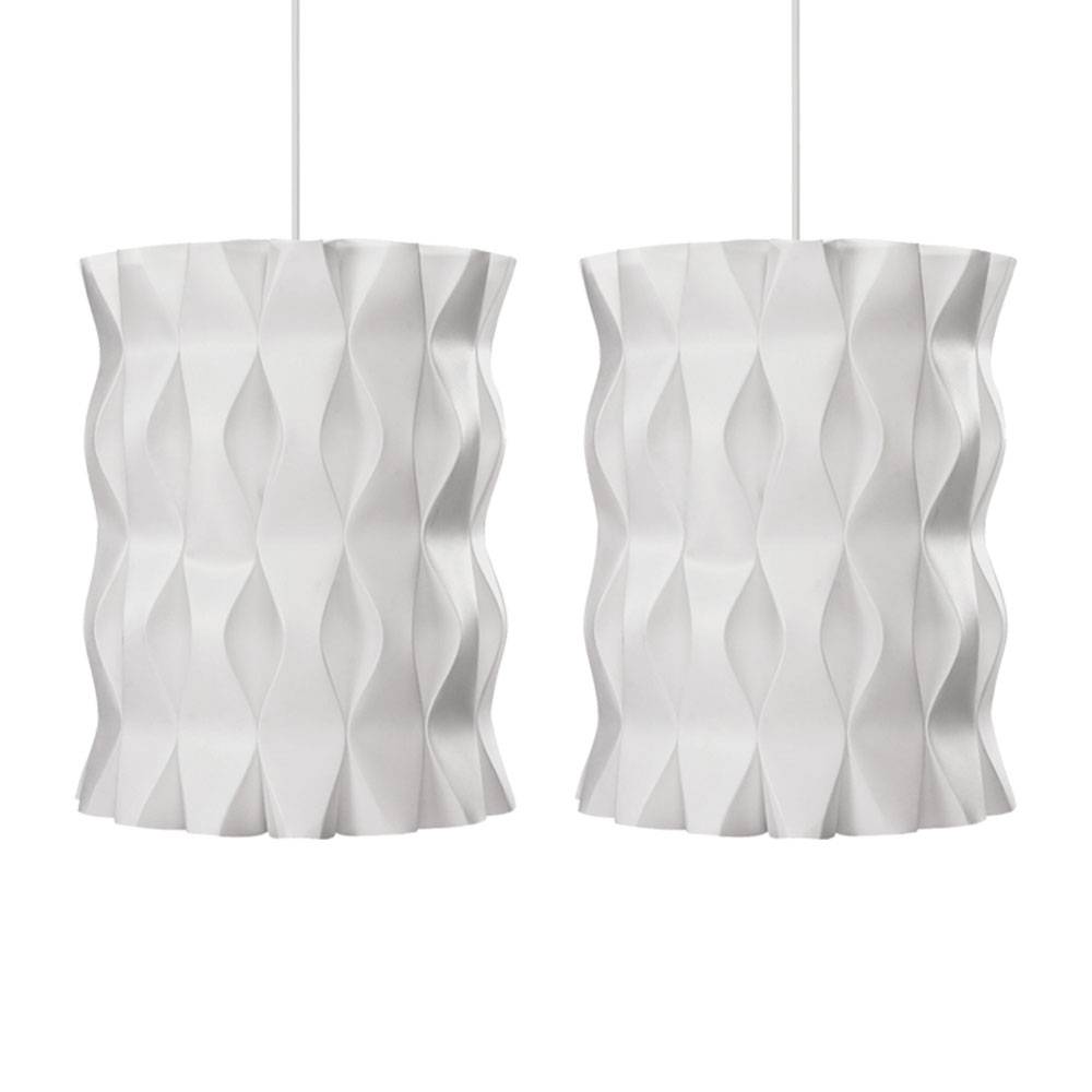 Pendelleuchte Hängelampe Hängeleuchte Deckenpendel Wohnzimmer Beleuchtung, dimmbar Fernbedienung, weiß, gewellter Lampenschirm, 1x RGB LED, DxH: 27