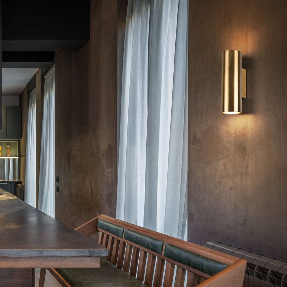 Wandleuchte Innen Up and Down Lampe Wandlampe Flur Up and Down Leuchte Innen, in altmessing, 2x GU10, LxBxH 8 x 6 x 18 cm