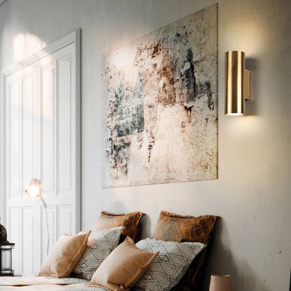 Wandleuchte Innen Up and Down Lampe Wandlampe Flur Up and Down Leuchte Innen, in altmessing, 2x GU10, LxBxH 8 x 6 x 18 cm